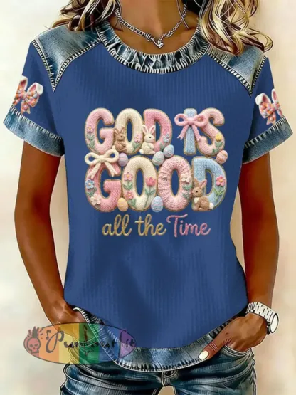 Women’s ’God Is Good All The Time’ Printed Casual T-Shirt