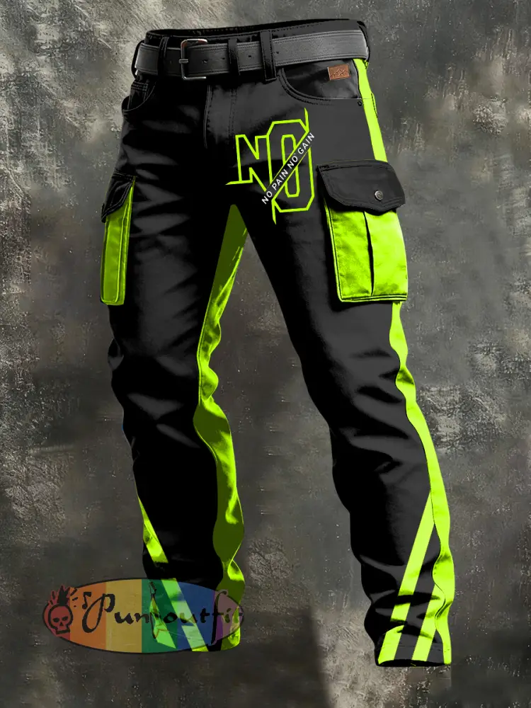 Men’s Retro Vacation Business Art Print Casual Workwear Trousers