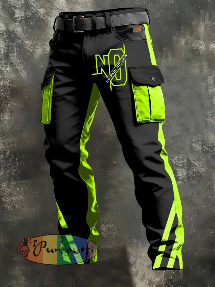 Men’s Retro Vacation Business Art Print Casual Workwear Trousers