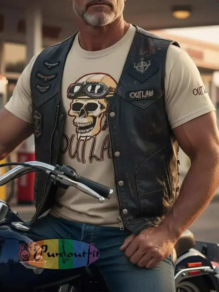 Men’s Outlaw Biker Skull T-Shirts