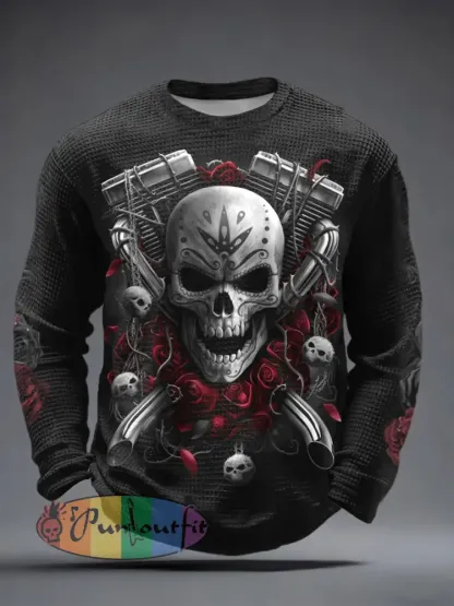 Men’s Rock Heavy Metal Print Waffle T-Shirts