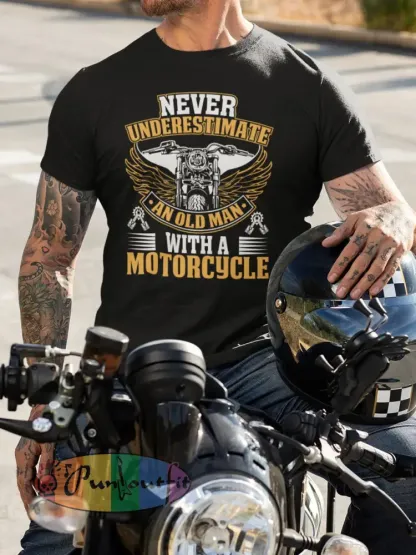 Men’s ’Never underestimate an old man with a motorcycle’ T-shirts