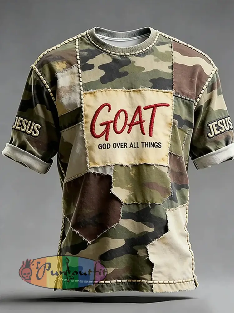 Men’s Goat God Over All Things Cross Print Short Sleeve T-shirt