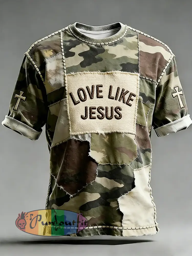 Men’s Love Like Jesus Cross Print Short Sleeve T-shirt