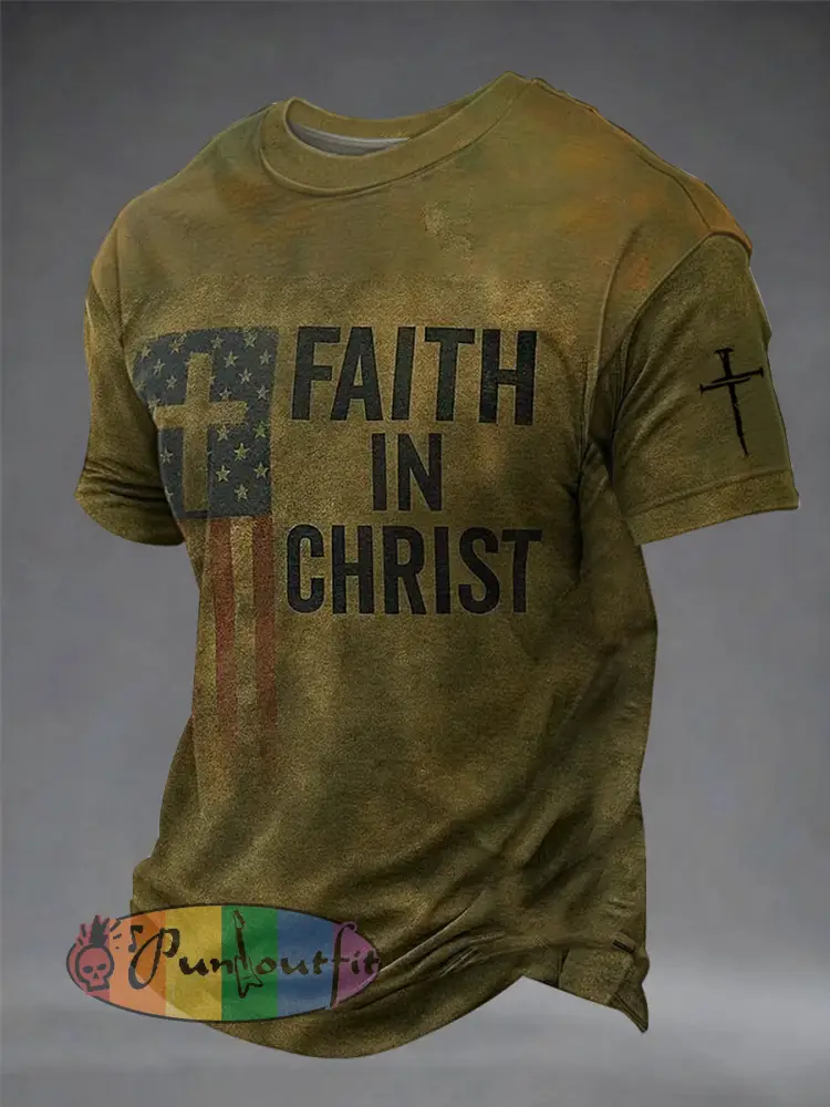 Men’s Faith Cross Print Short Sleeve T-shirt
