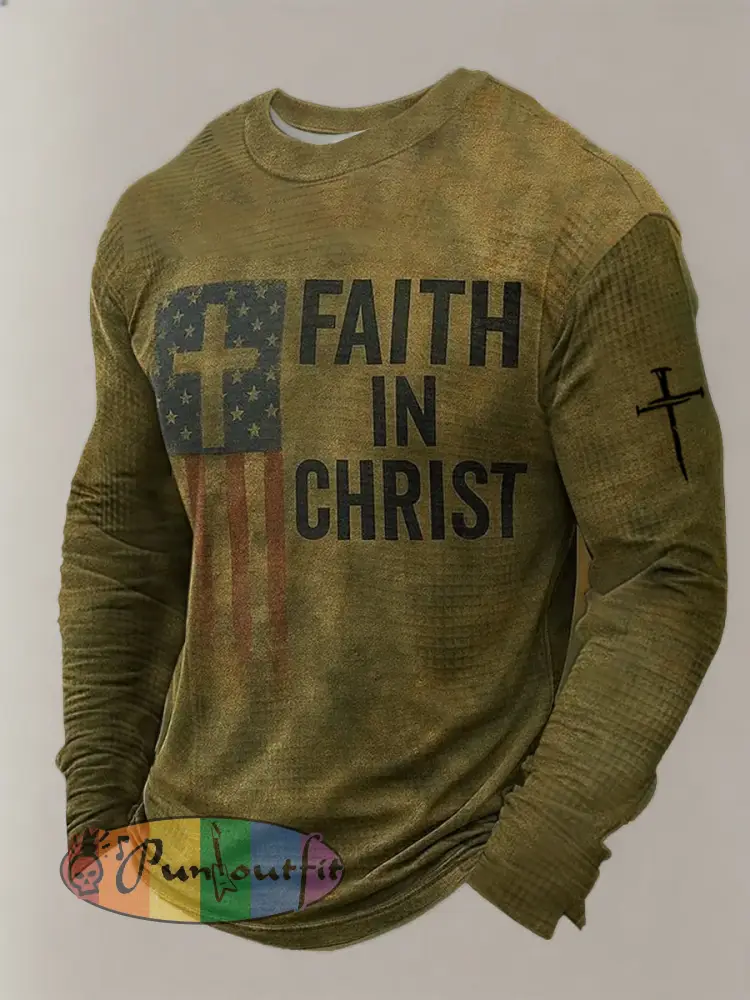Men’s Faith Cross Waffle Long Sleeve T-Shirt