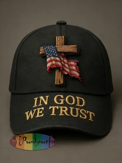 Unisex Christian In God We Trust Cross Print Hat - Black · ONE