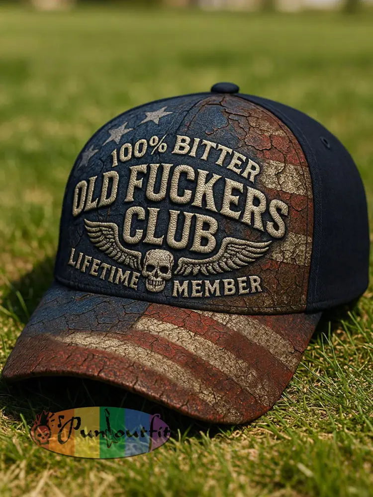 ’100% Bitter Old Fuckers Club’ Unisex Hats - Navy Blue · ONE