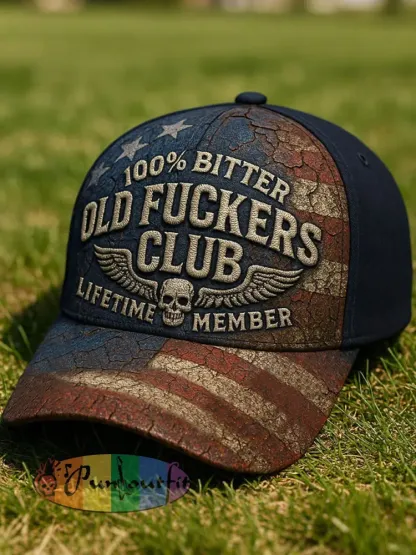 ’100% Bitter Old Fuckers Club’ Unisex Hats - Navy Blue · ONE