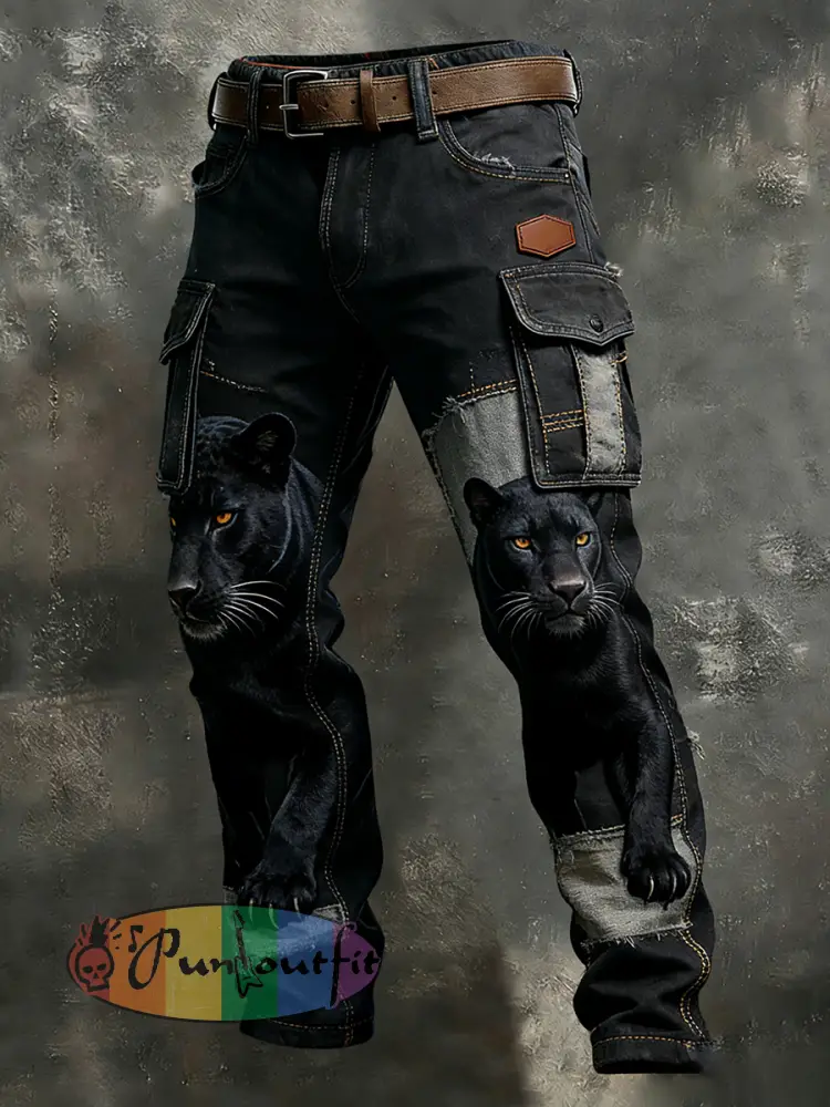 Men’s Vintage Animal Print Art Business Casual Work Pants