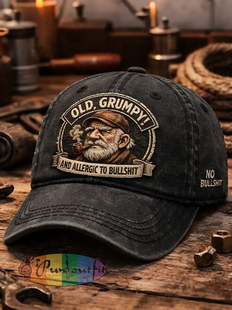 ’old grumpy and allergic to bullshit’ unisex hats - Black · ONE