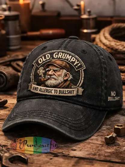 ’old grumpy and allergic to bullshit’ unisex hats - Black · ONE