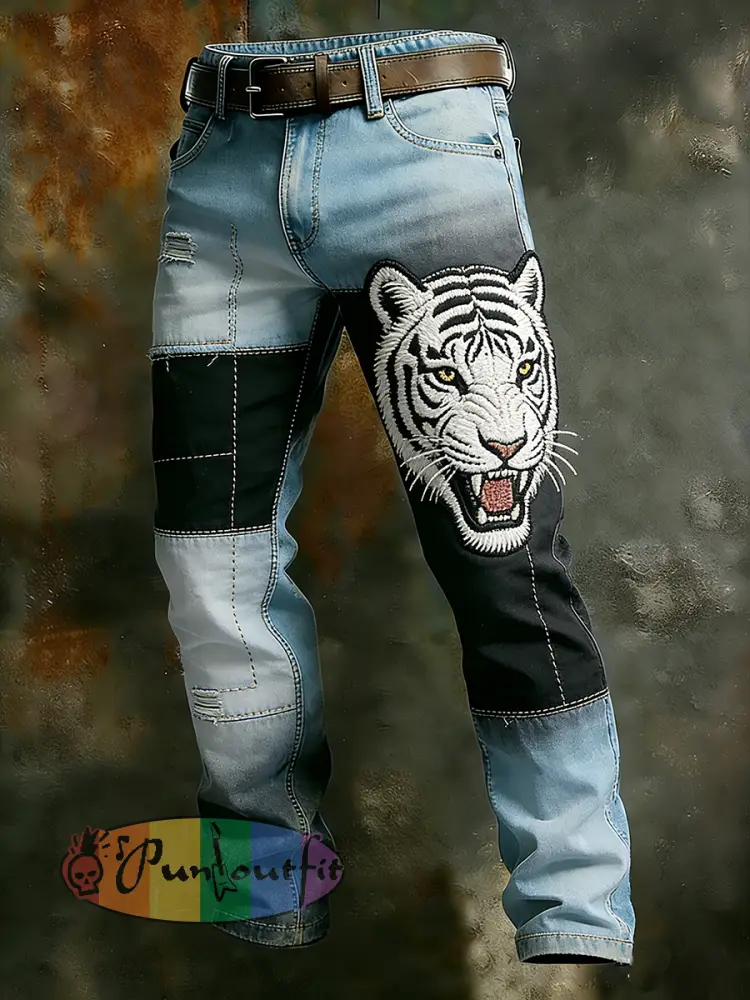 Men’s Vintage Animal Print Art Business Casual Work Pants