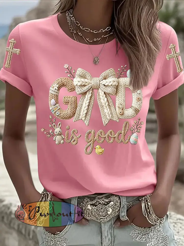 Women’s Easter Bunny Print Casual T-Shirt