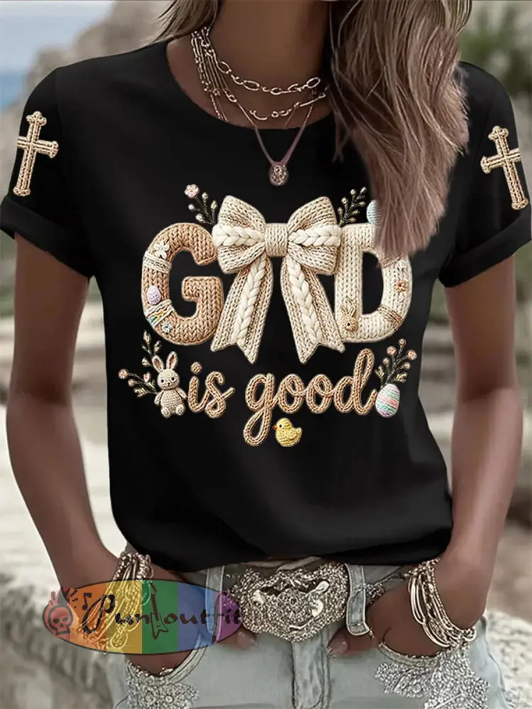 Women’s Easter Bunny Print Casual T-Shirt