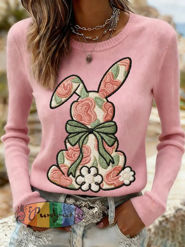 Women’s Easter Bunny Print Casual Sweatshirt