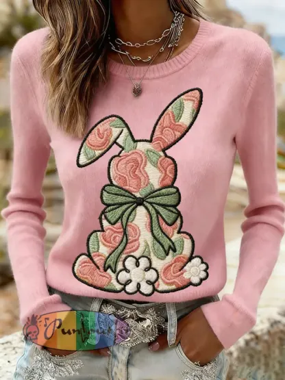 Women’s Easter Bunny Print Casual Sweatshirt