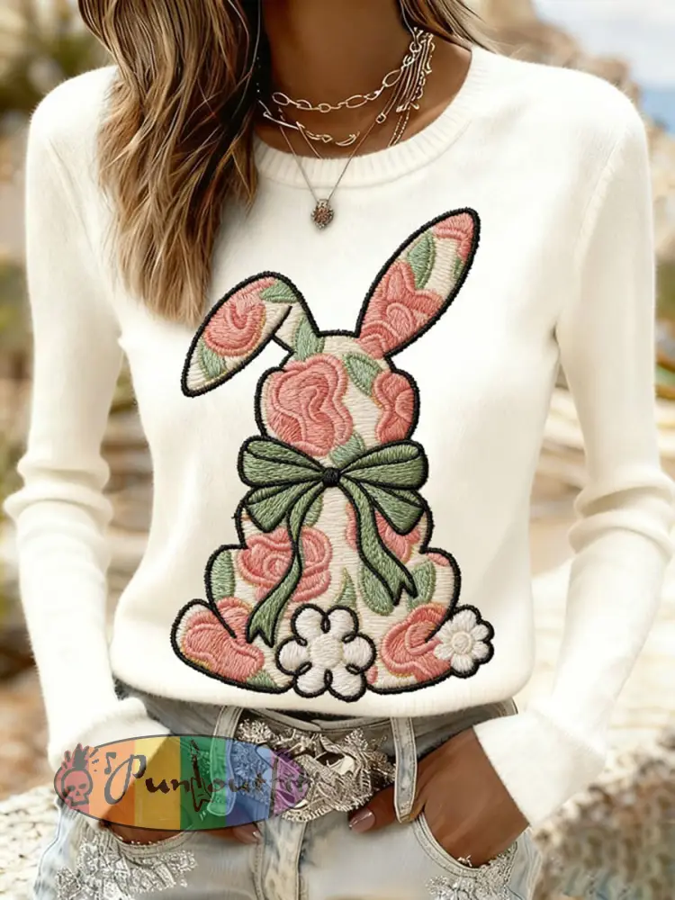 Women’s Easter Bunny Print Casual Sweatshirt