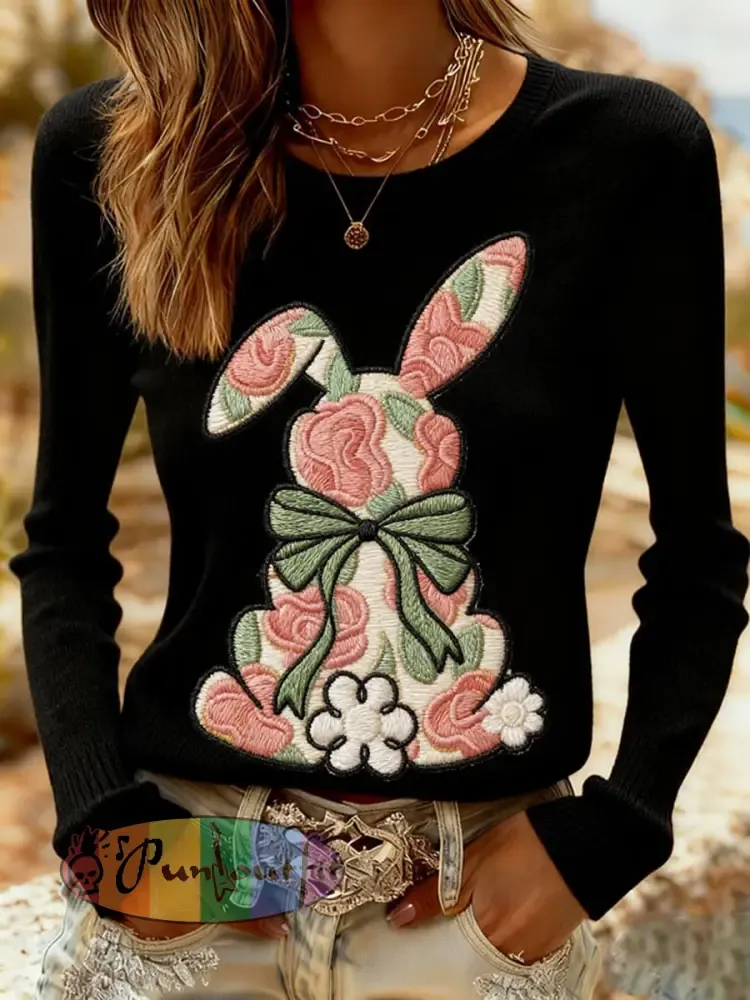 Women’s Easter Bunny Print Casual Sweatshirt
