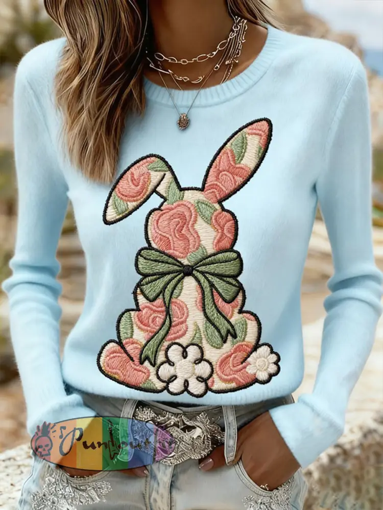 Women’s Easter Bunny Print Casual Sweatshirt