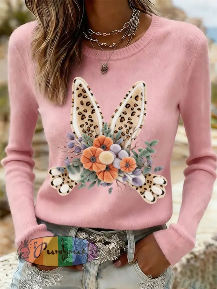 Women’s Easter Bunny Print Casual Sweatshirt