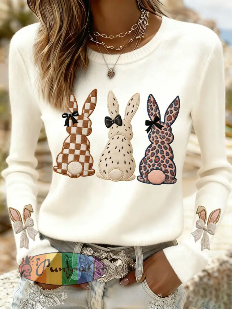 Women’s Easter Bunny Print Casual Sweatshirt