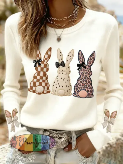 Women’s Easter Bunny Print Casual Sweatshirt