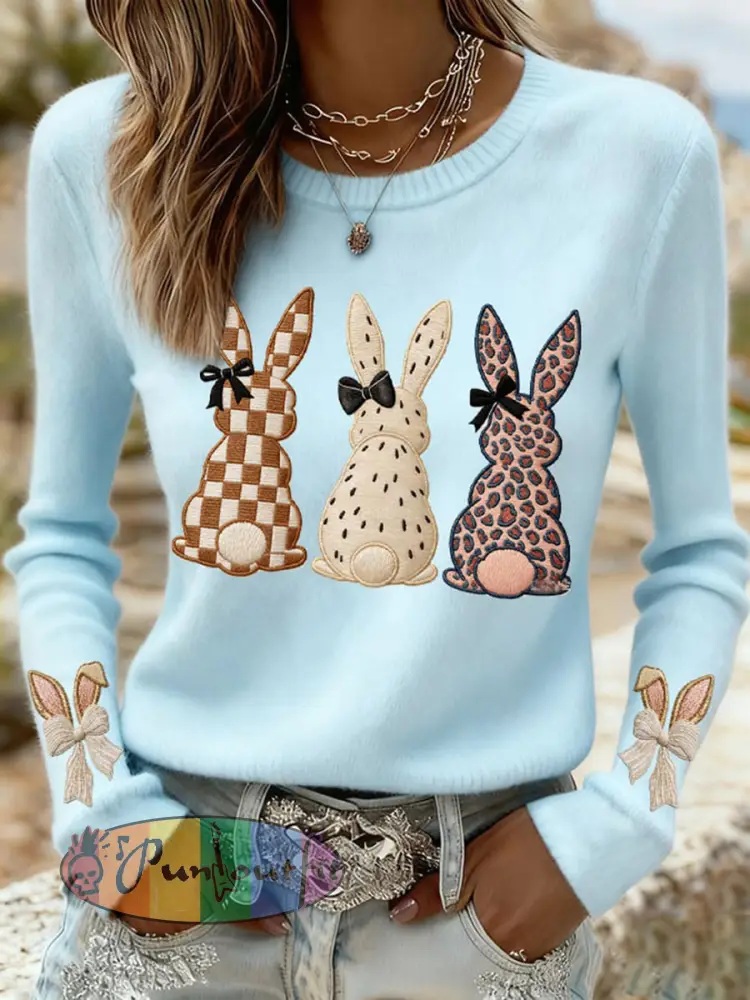 Women’s Easter Bunny Print Casual Sweatshirt