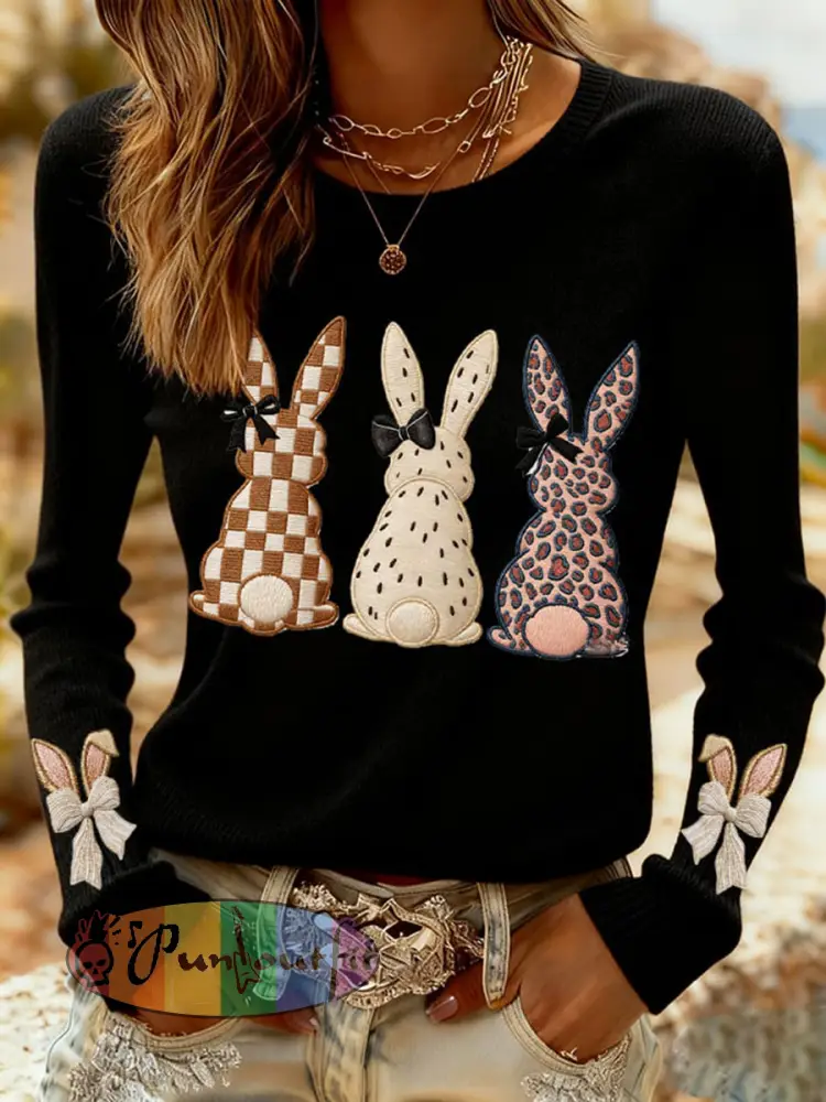 Women’s Easter Bunny Print Casual Sweatshirt