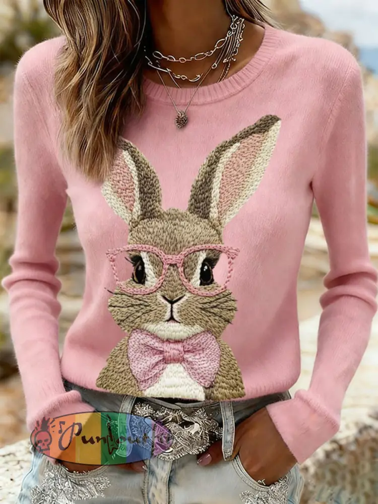 Women’s Easter Bunny Print Casual Sweatshirt