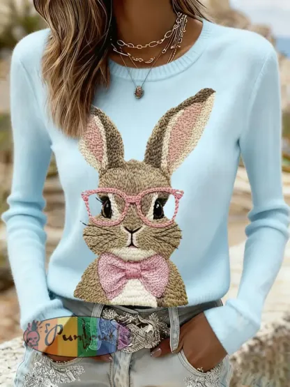 Women’s Easter Bunny Print Casual Sweatshirt