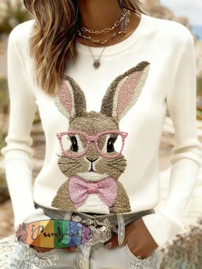 Women’s Easter Bunny Print Casual Sweatshirt