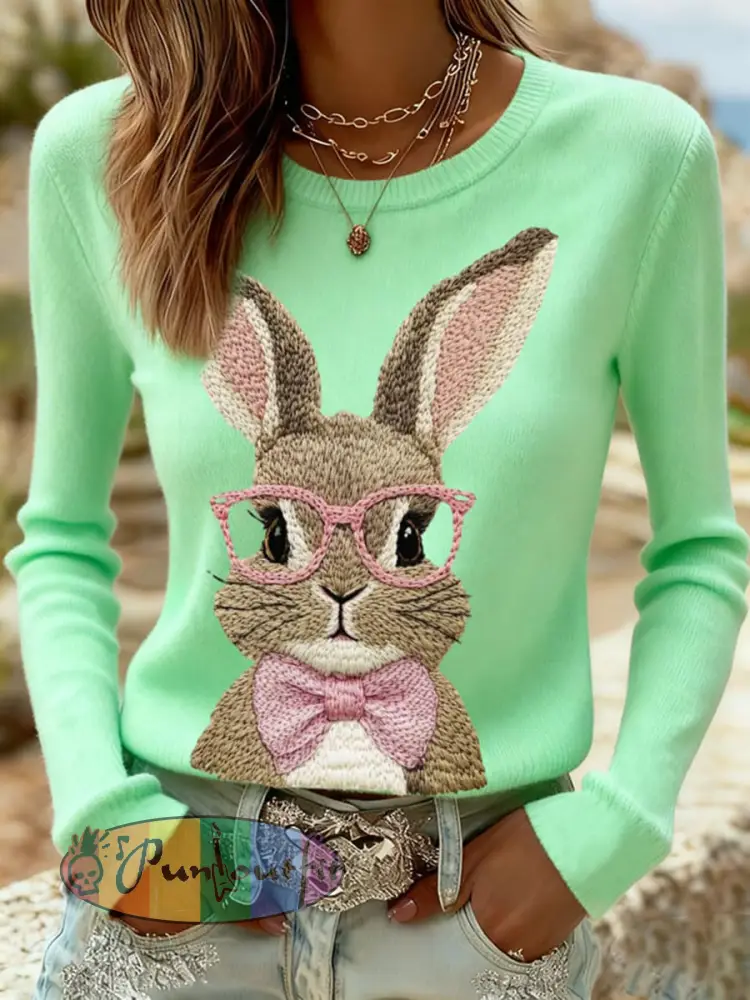 Women’s Easter Bunny Print Casual Sweatshirt