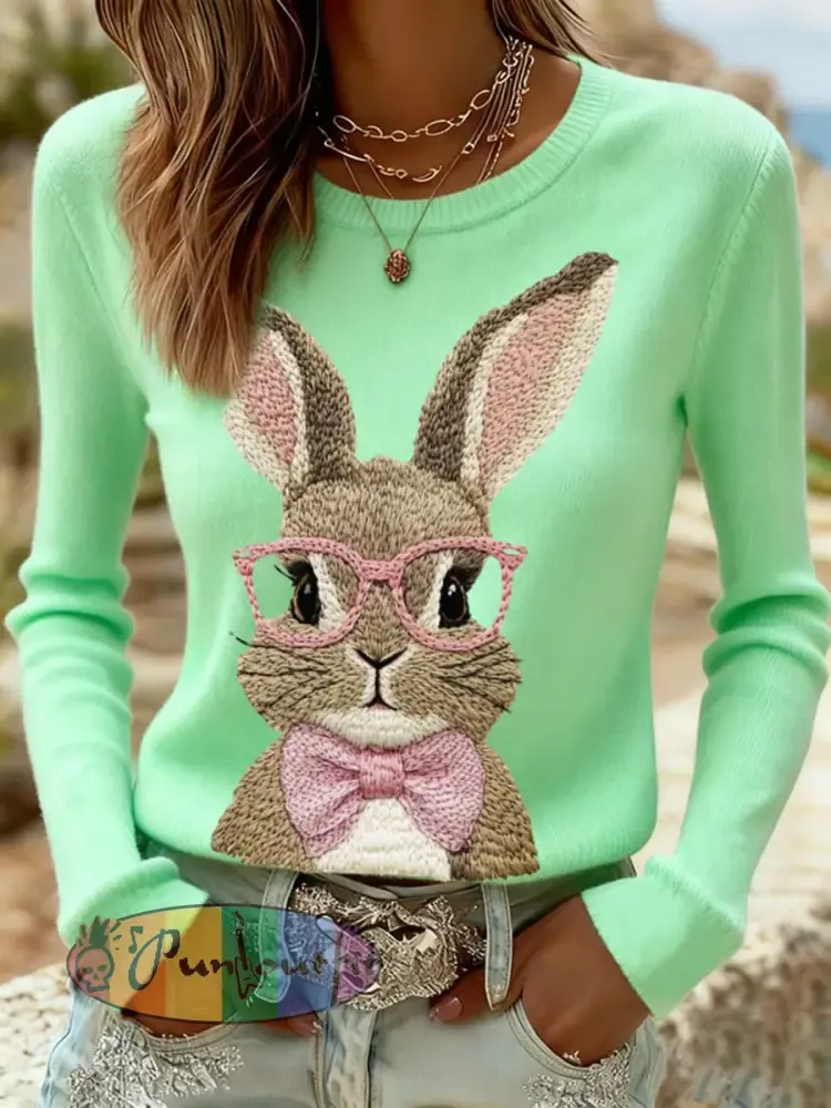 Women’s Easter Bunny Print Casual Sweatshirt