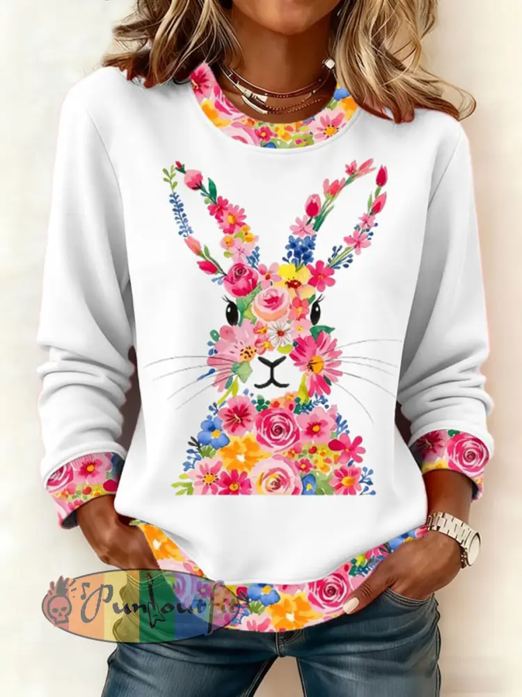 Women’s Easter Bunny Print Casual Sweatshirt