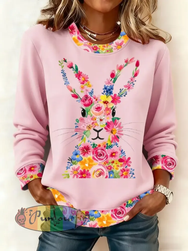 Women’s Easter Bunny Print Casual Sweatshirt