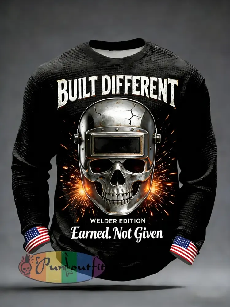 Retro-style forged punk print casual sweatshirt