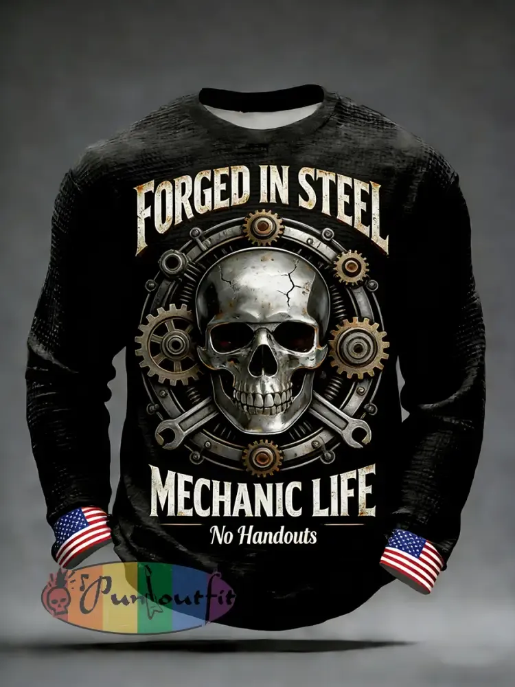 Retro-style forged punk print casual sweatshirt