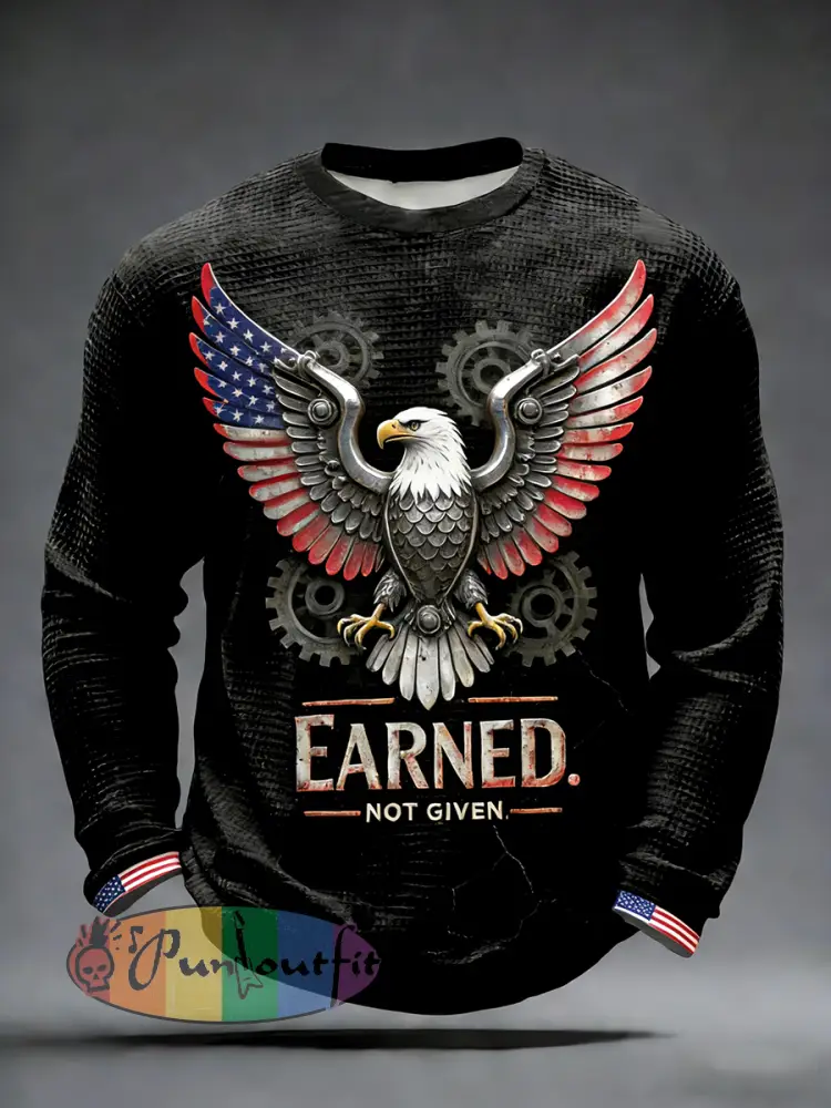 Retro-style forged punk print casual sweatshirt