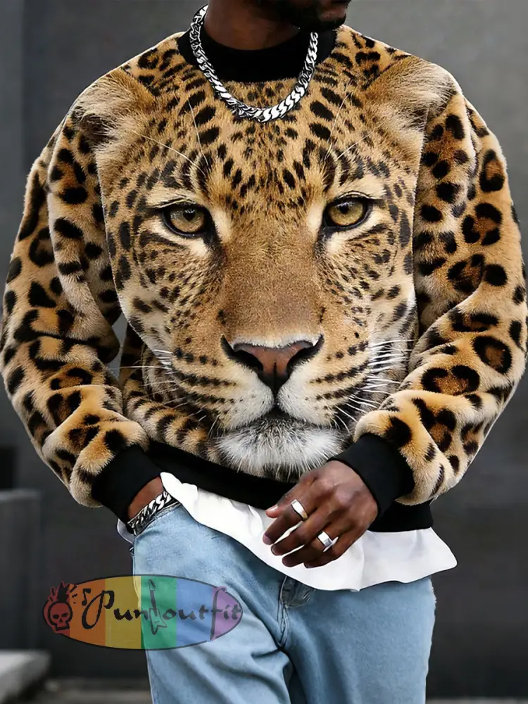 Men’s Leopard Print Flannel Sweatshirts