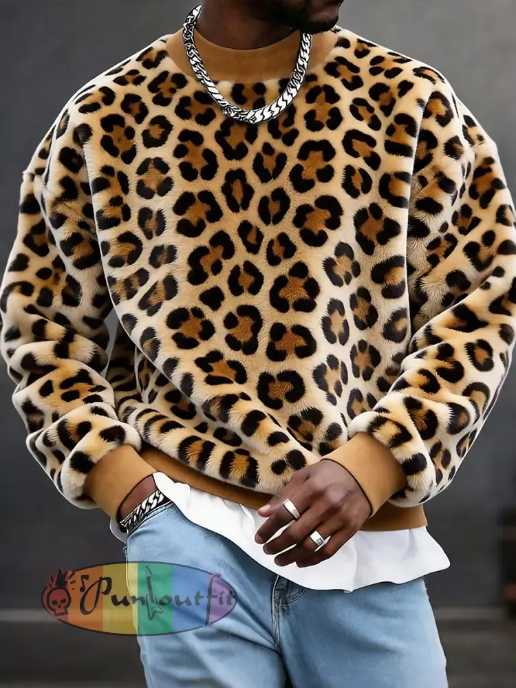 Men’s Leopard Print Flannel Sweatshirts