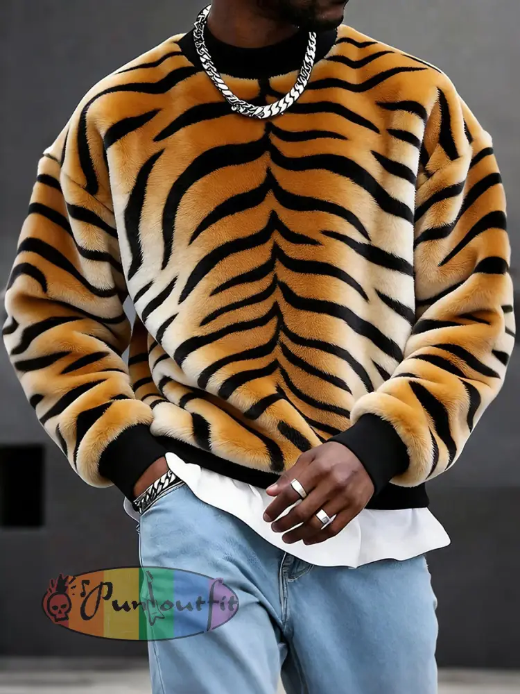 Men’s Tiger Print Flannel Sweatshirts