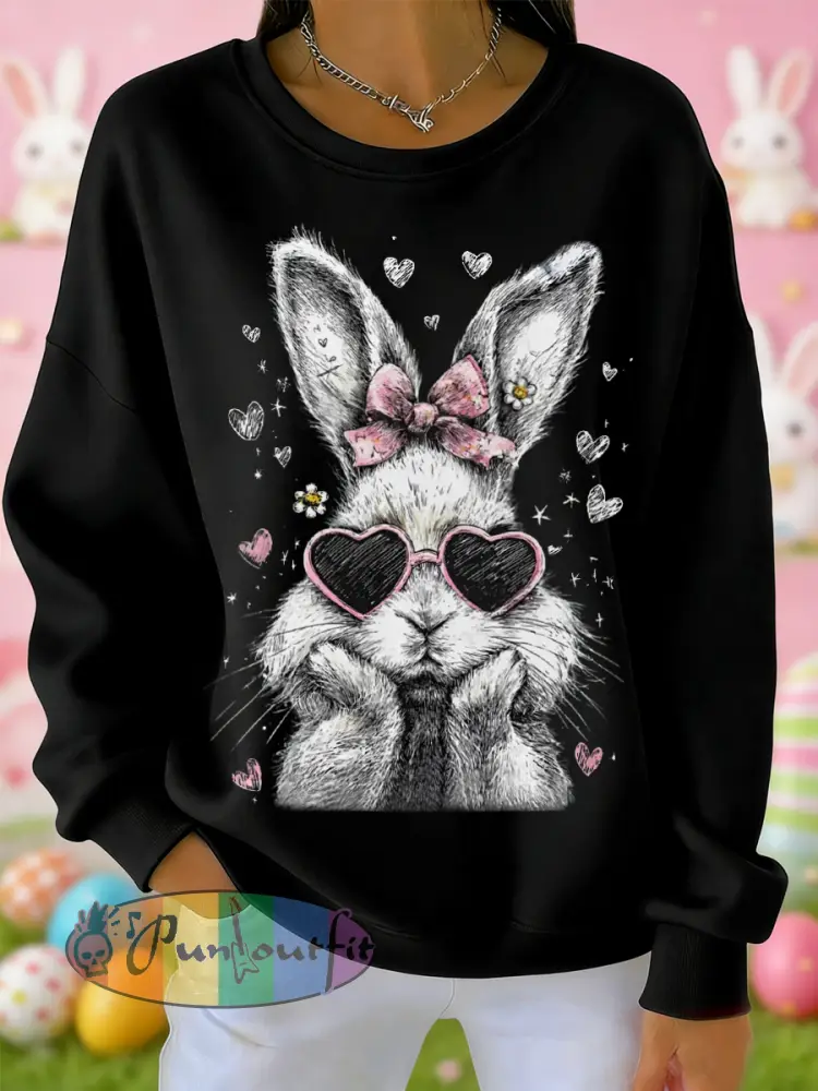 Women’s Easter Cute Bunny Print Casual Sweatshirt