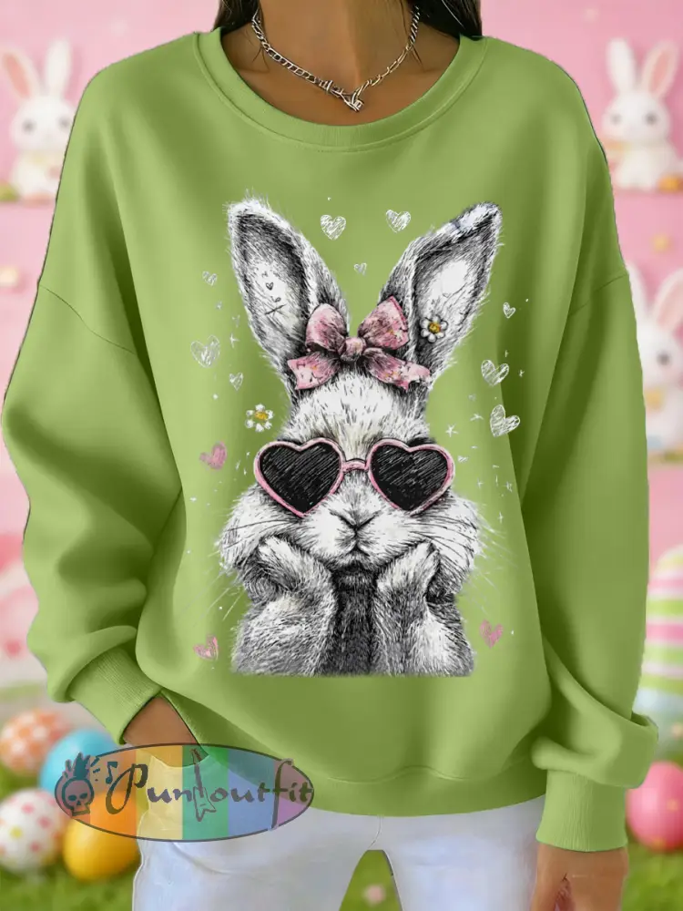 Women’s Easter Cute Bunny Print Casual Sweatshirt