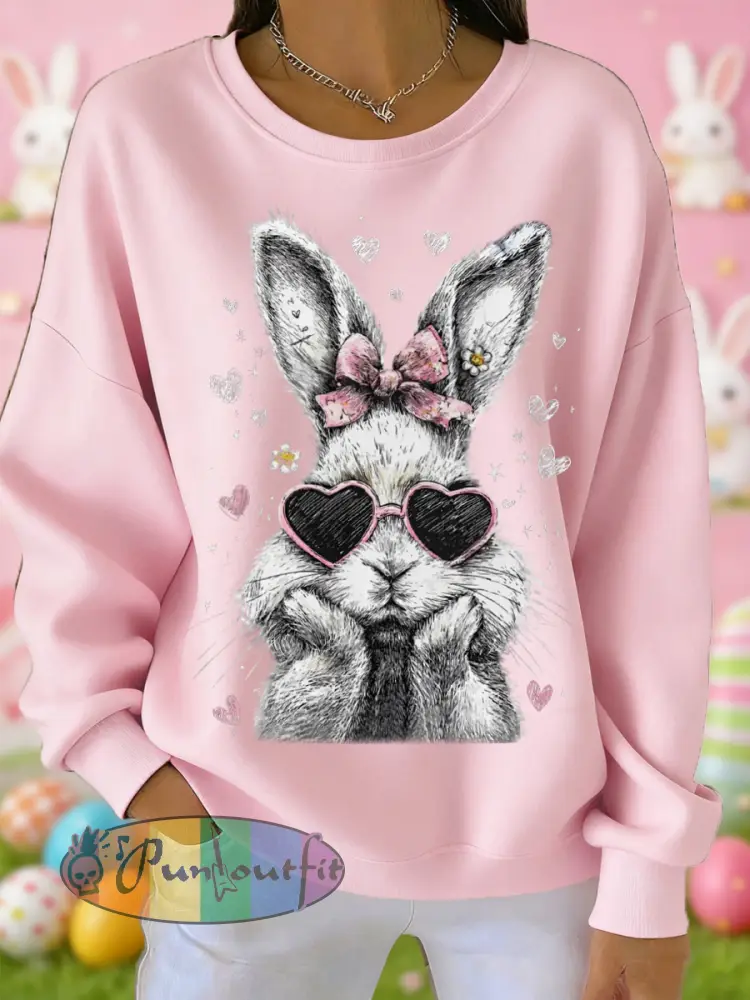 Women’s Easter Cute Bunny Print Casual Sweatshirt