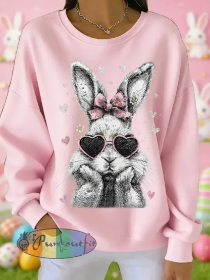 Women’s Easter Cute Bunny Print Casual Sweatshirt