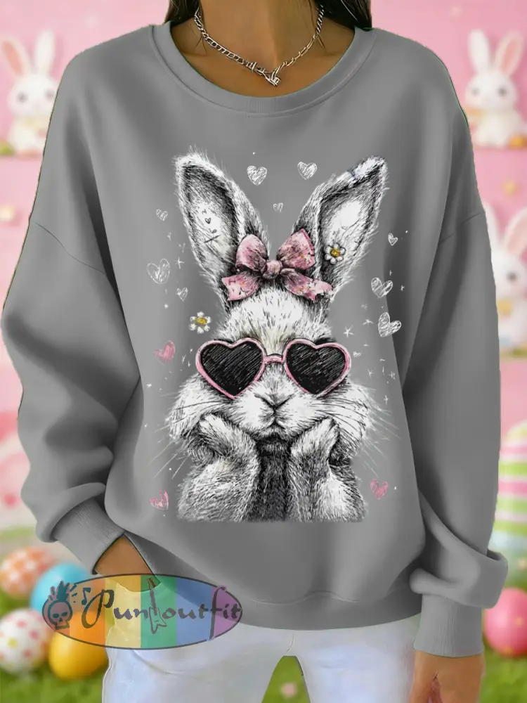 Women’s Easter Cute Bunny Print Casual Sweatshirt