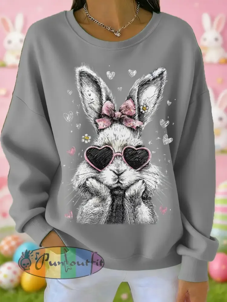 Women’s Easter Cute Bunny Print Casual Sweatshirt
