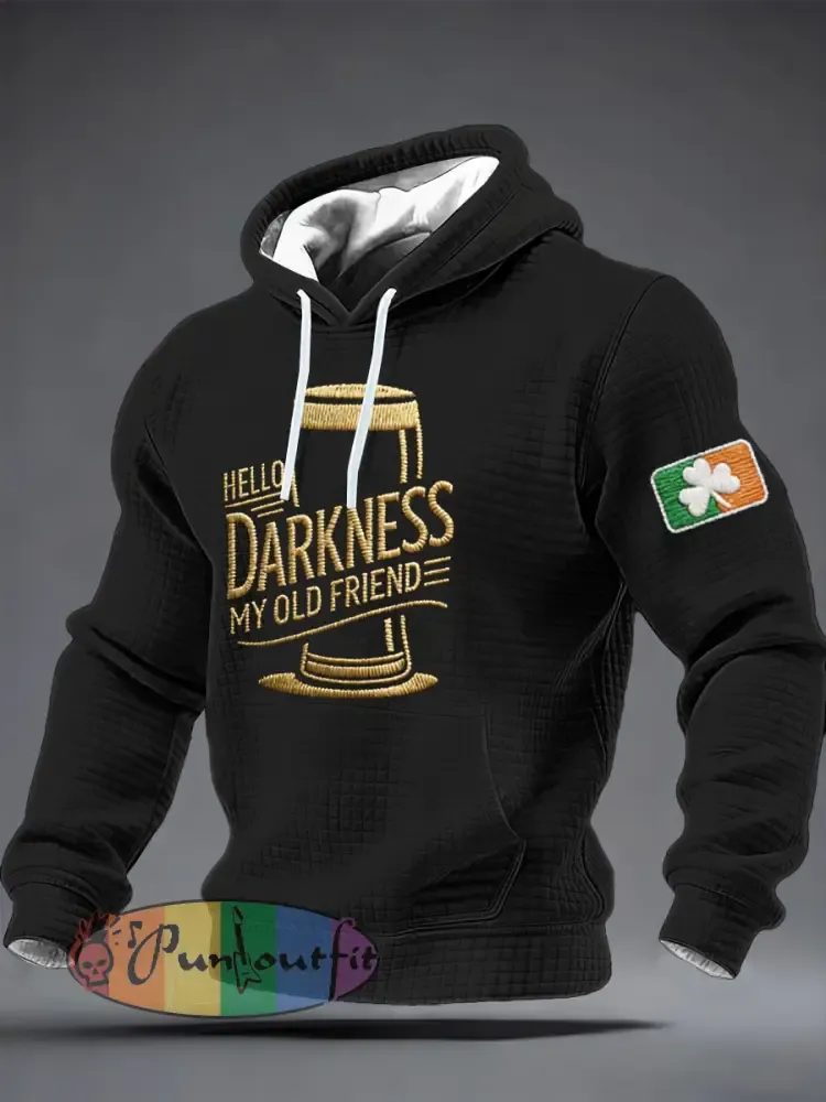 Men’s Hello Darkness My Old Friend Checkered Cotton Hoodie