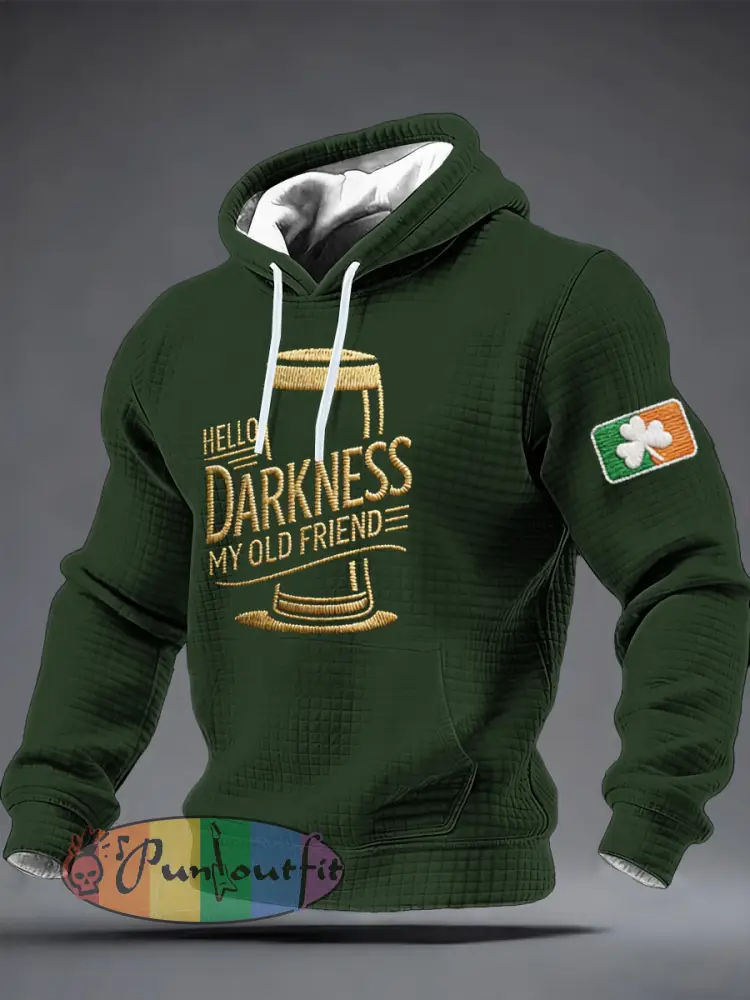 Men’s Hello Darkness My Old Friend Checkered Cotton Hoodie